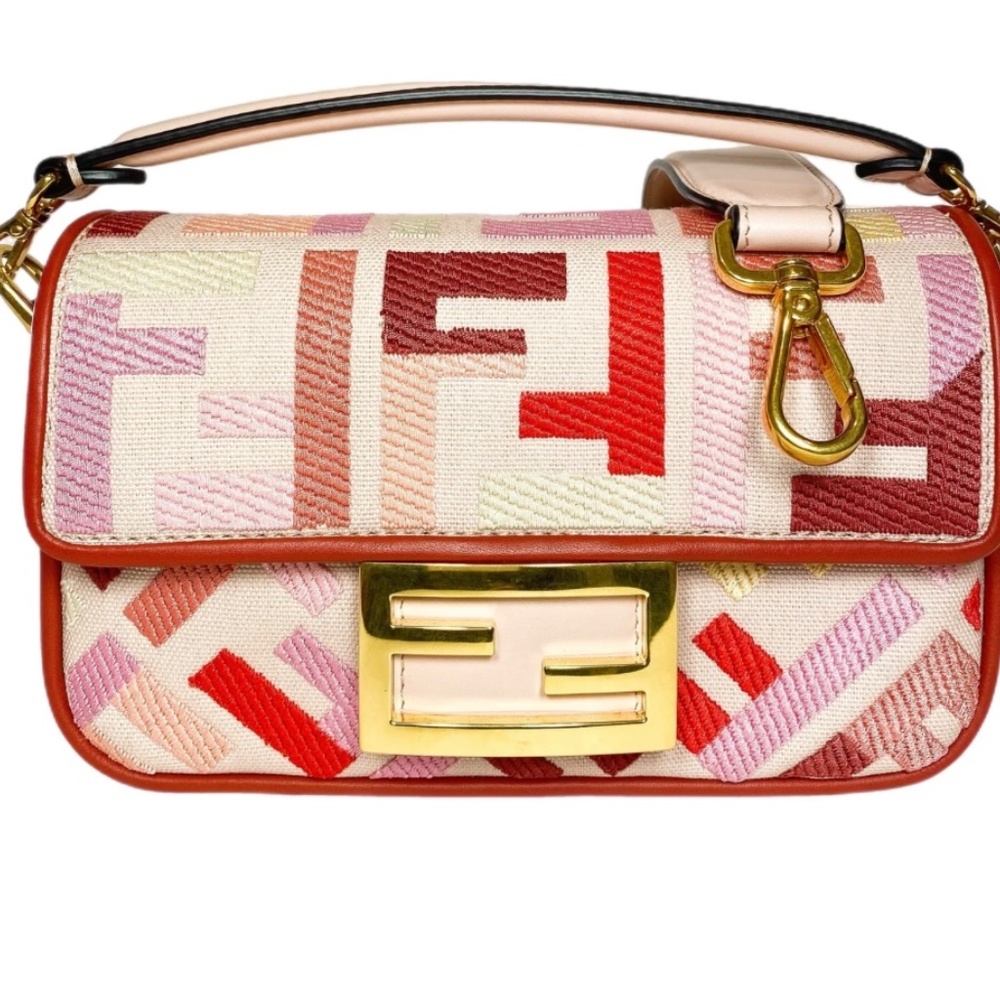 Pristine Condition…FENDI ROSA QUARZO BLOODY MARY MULTICOLOR FF EMBROIDERED MINI